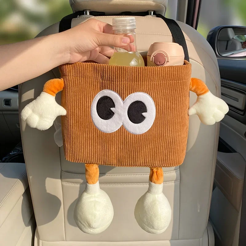 

Car Trash Can Bin Cartoon Eye Umbrella Water Bottle Storage Bag Auto Seat Back Hanging Organzier Backseat Cup Holder Accessories