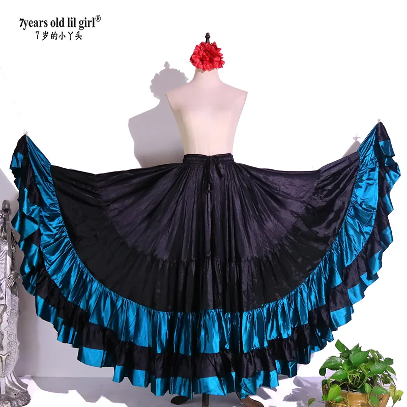 20Yard 4 Tiered 720 Degree Satin Skirt Belly Dance GYPSY Rock Tribal Flamenco  Full Skirt 9EX62