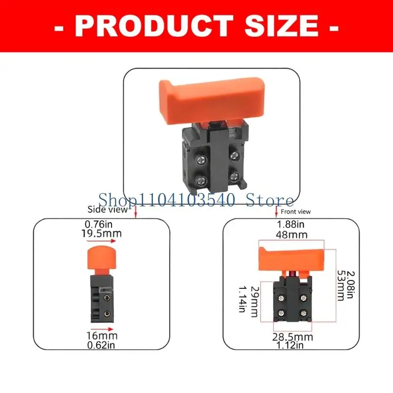 02DC Black Electric Hammer Drill Switches Part Set, 2 Piece Replacement Assembly for Routine Repair with Large Button Cap