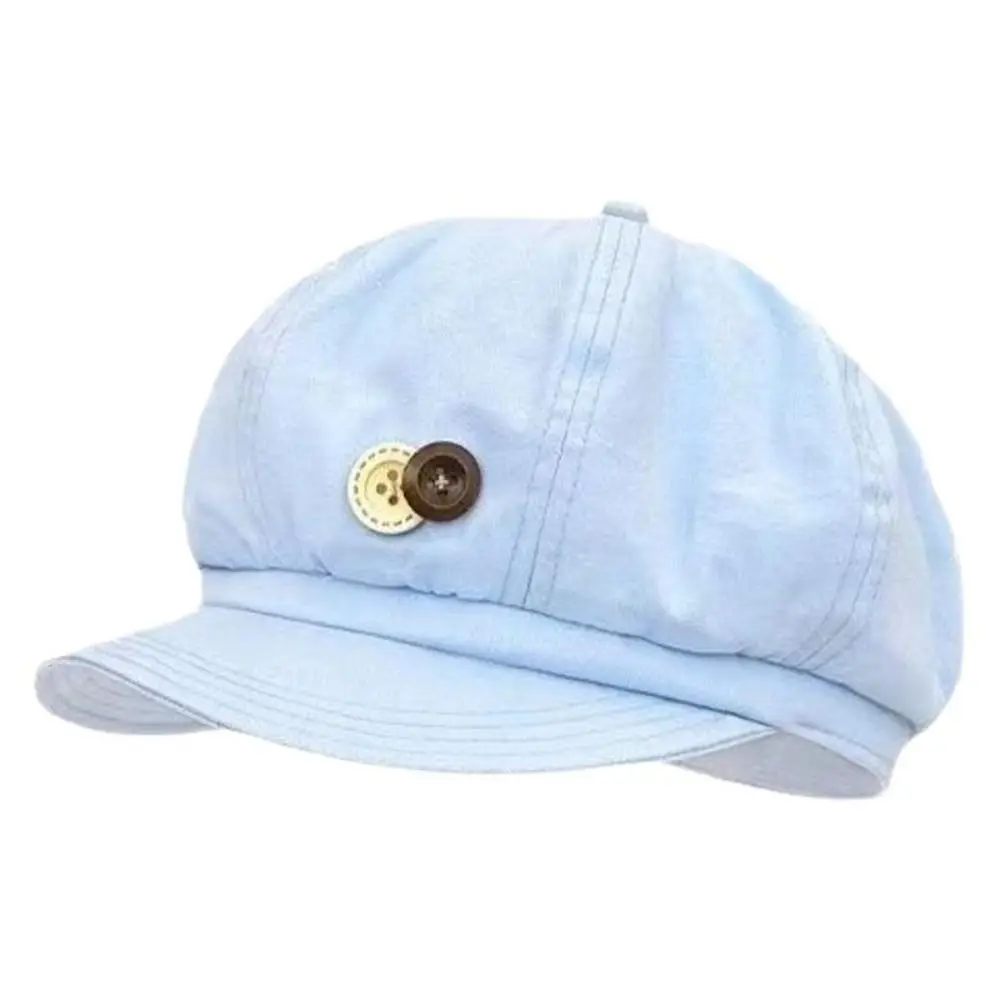 New Handmade Women's Beret Cap Cloud-Like Handmade Button Newsboy Cap Warm Headwear Short Brim Hat Gifts