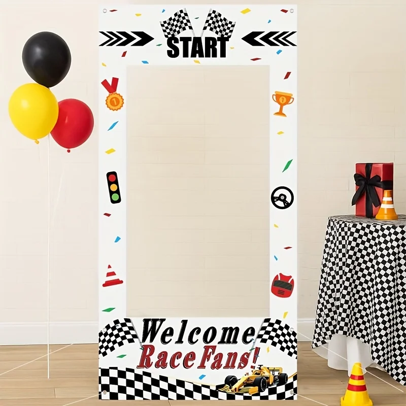 1 Stück 2D-Flugzeugmotiv, Polyester-Hintergrund mit Rennthema, Partydekoration mit Sportmotiv, Geburtstagsfeier – Detail 5