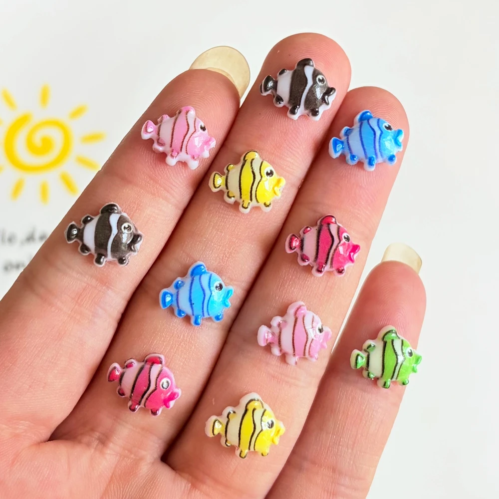55 pieces of resin cute mini cartoon mixed color fish ocean series art nail DIY scrapbook decoration accessories A136