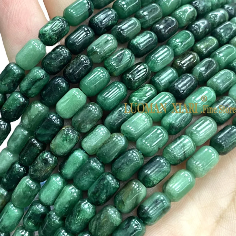 6x9MM Cylinder Natural Green Emerald Stone Loose Gemstone Spacer Beads for Jewelry Making DIY Charms Bracelet Accessories