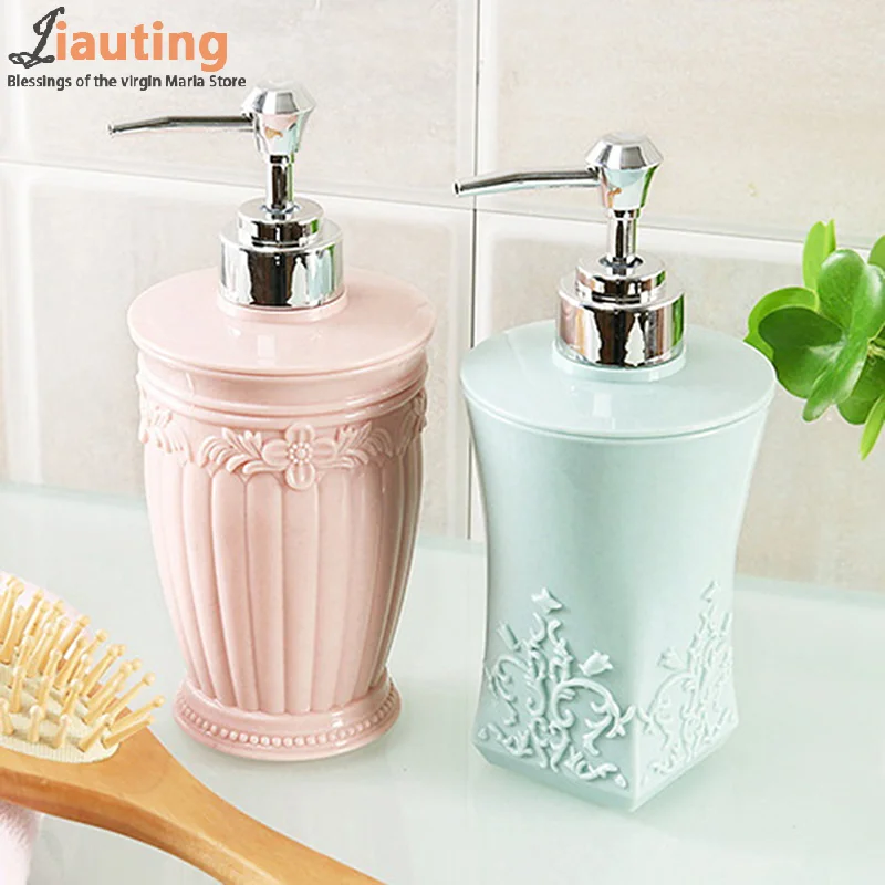 400 مللي الملون منحوتة مضخة فارغة إعادة الملء الحمام شامبو استحمام زجاجات هلام موزع موزع الصابون السائل حمام هلام الصحافة