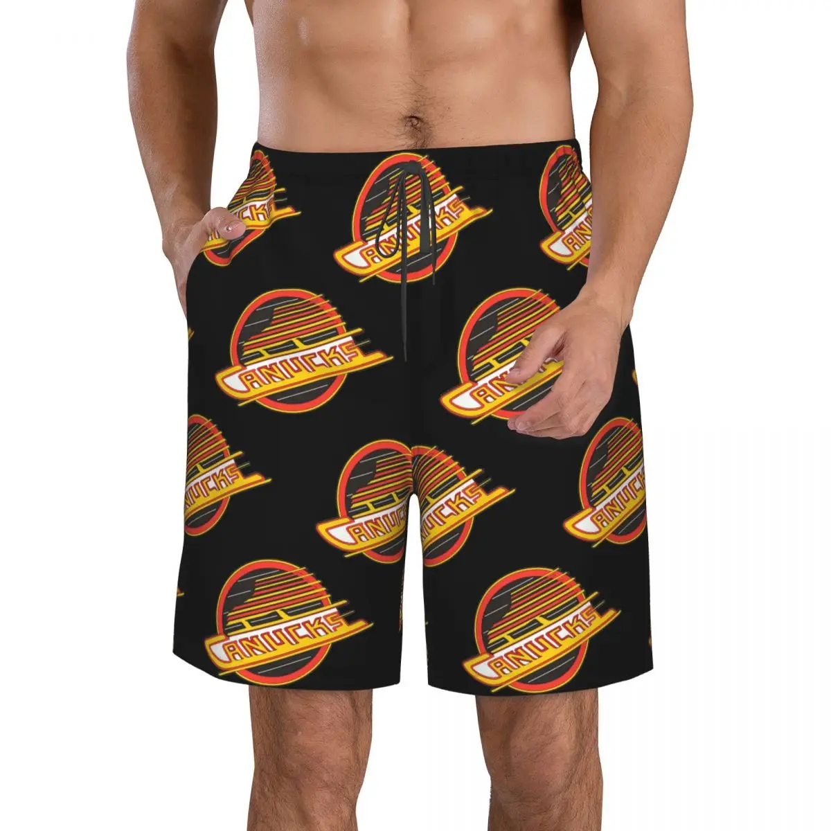Vancouver Hockey - Retro Canucks Skate Trunks Beach Board Shorts Casual Quick Dry Swim Summer Men Pants