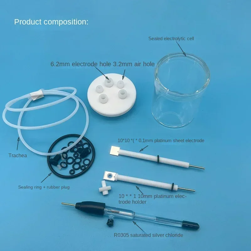 A set of three electrode system products (one C001 five port sealed electrolytic cell+three electrodes)