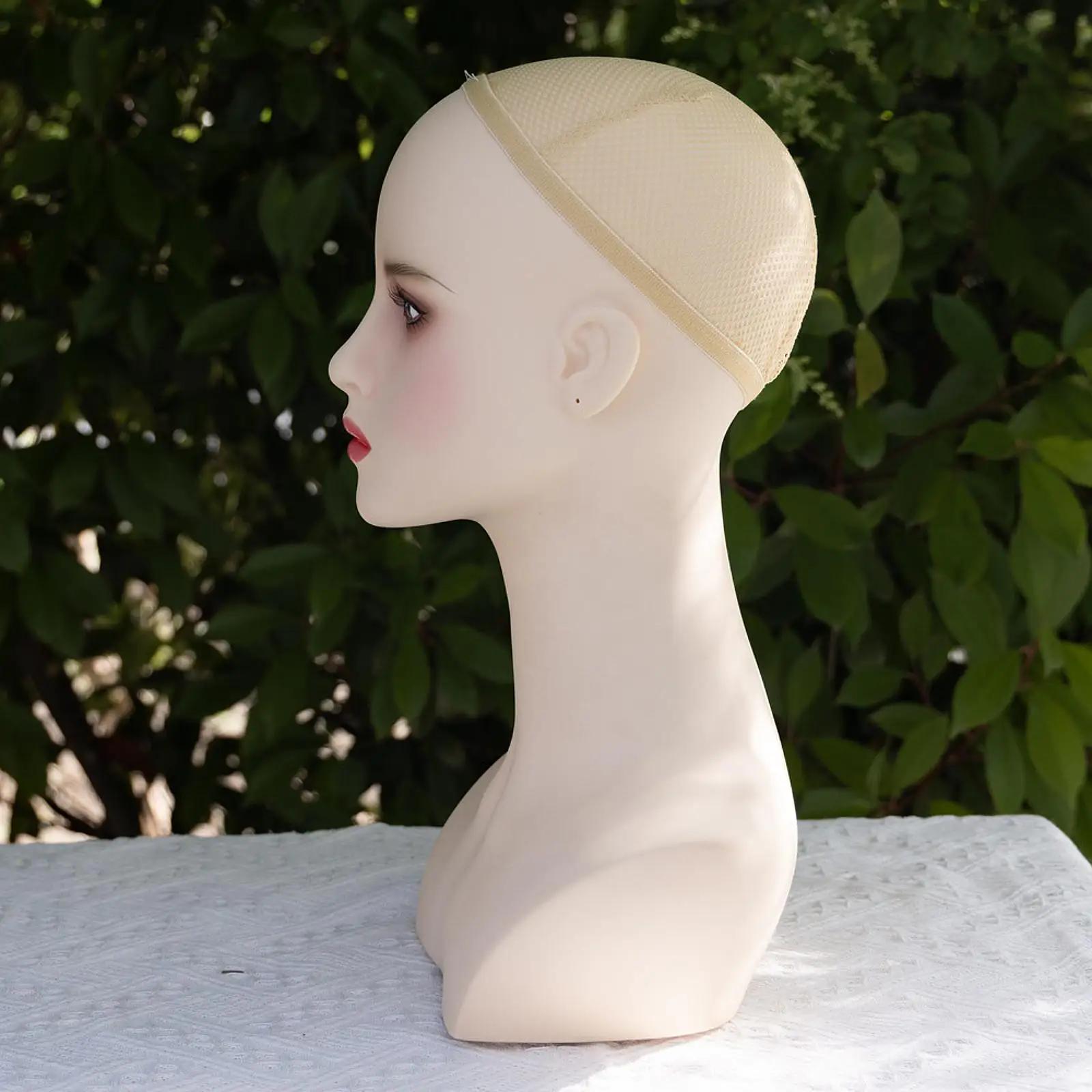 Cosmetology Mannequin Head with Wig Cap Jewelry Bust Multipurpose with Makeup Wig Bust Head Stand for Cap Sunglasses Necklace