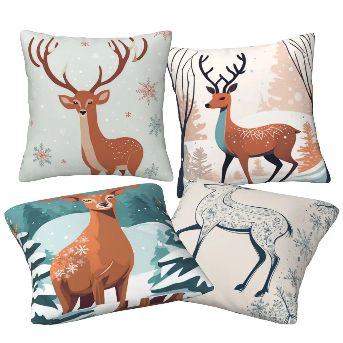 Christmas Deer Cute Animal Holiday Decorations Holiday Gifts polyester Digital printing 50x50cm Pillows ornamental pillows