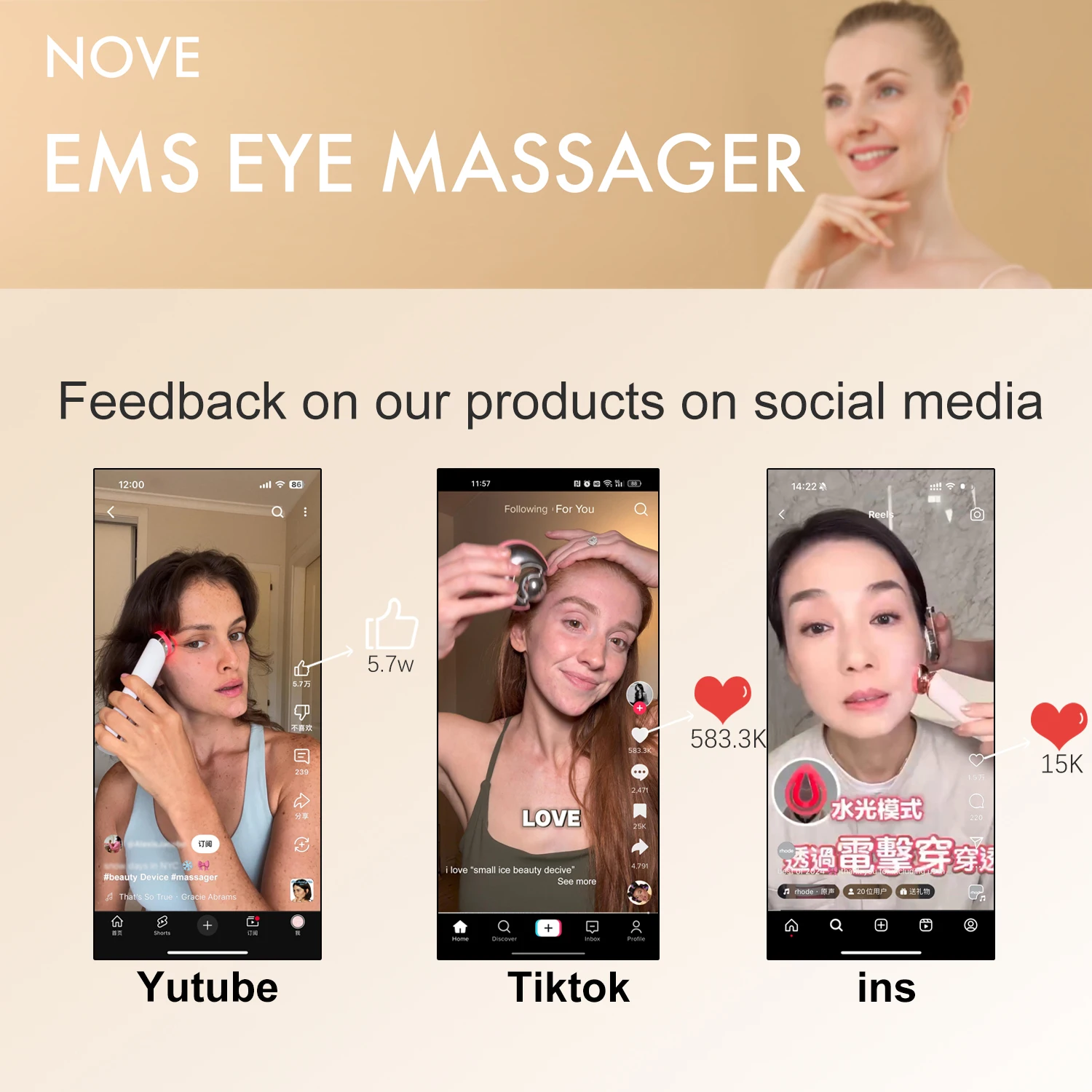4 In 1 Luxury Eye  Facial Device Light Therapys EMS Face Neck Lift Massager LED Anti Wrinkles Device