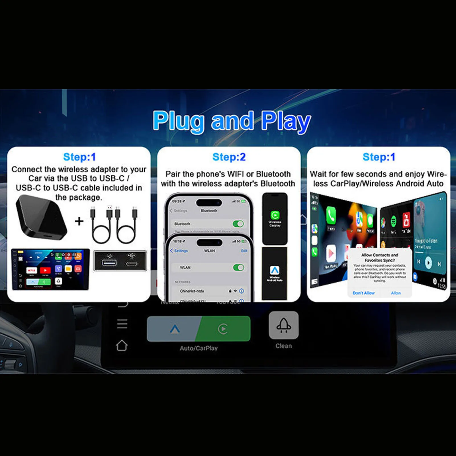 Автомобильная видеобокс для системы Android 12 3 в 1, 2,4G, 5G, Wi-Fi, Bluetooth, проводной к беспроводному адаптеру, беспроводной адаптер для Android Auto