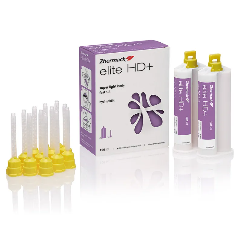 Zhermack Elite HD+ Super Light Body VPS Impression Material Fast Set Dental Addition Silicone Light Body Flow Margin 2x50ml