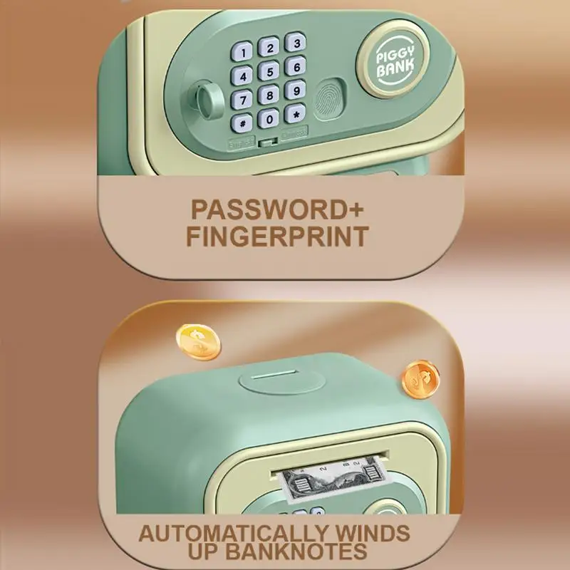 Savings Bank Cash Coin Saving Bank With A Key Automatic Banking Money Container Safe Box With Password And Fingerprint
