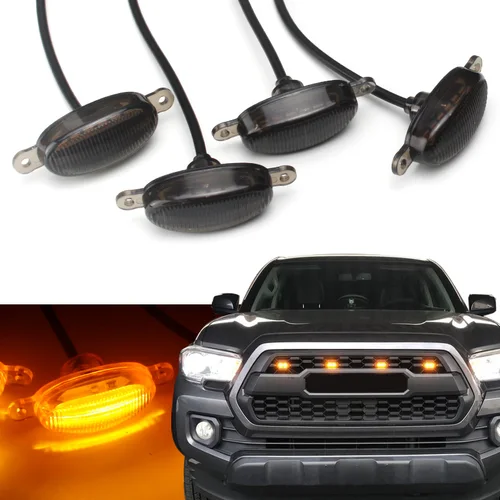 Iluminación de rejilla delantera Universal de 12V, 6 SMD 3030 LED, Kit de iluminación de rejilla ámbar, luz de ojo de águila para coche