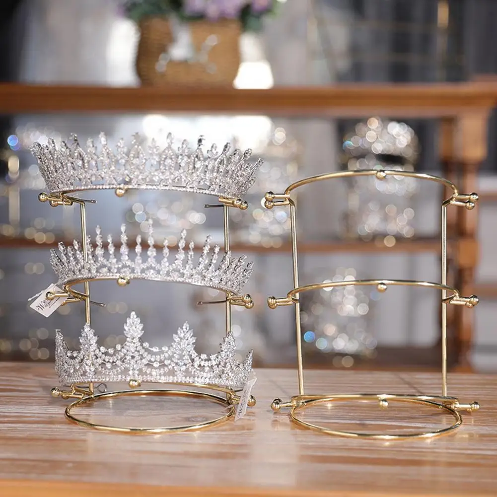 Crown Storage Rack Stainless Three-tier Anti-slip Bride Crown Headband Display Stand Shop Exhibition Jewelry Rack Crown Stand