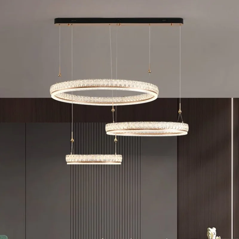 

Circular Crystal Pendant Light Luxury Living Room Light Modern Simple and Atmospheric 2025 New Sky Picking Zhongshan Light