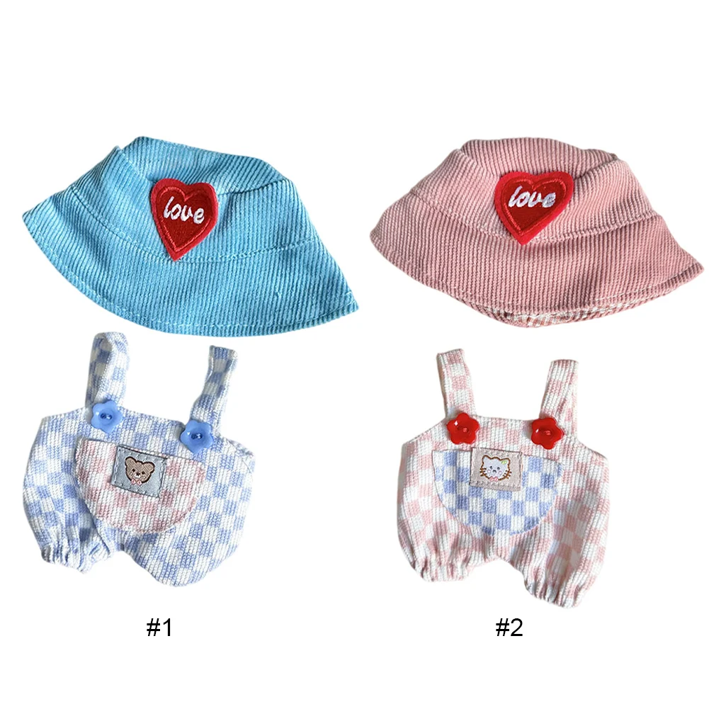 

Kawaii Checkered Doll Clothes with Hat Decorative Cartoon Animal Toy Jumpsuit DIY Stuffed Doll Clothing Soft for Doll Cosplay