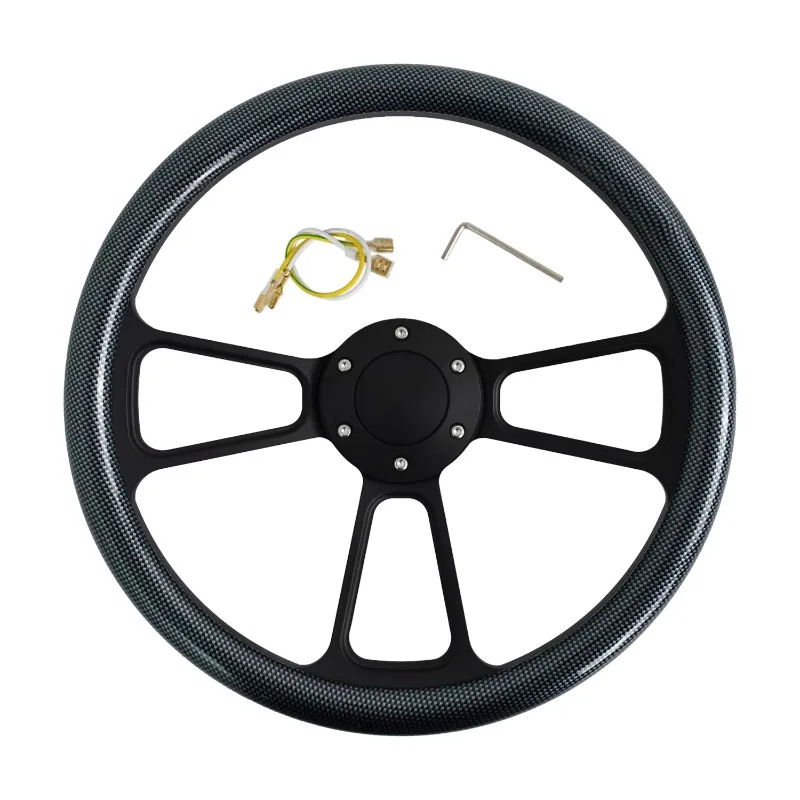 Universal Three‑Spoke Carbon Fiber Pattern Modified Steering Wheel for Car and Truck Aftermarket Replacement