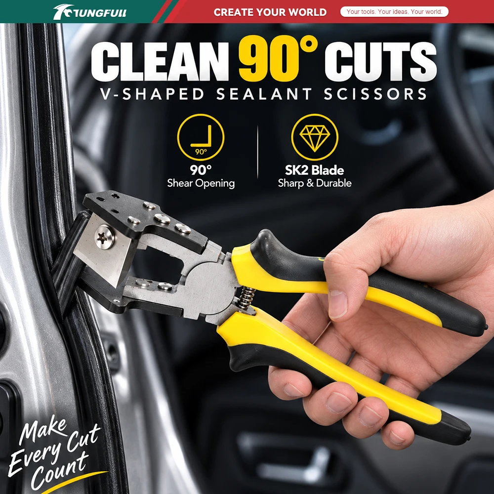 Handheld V‑Shaped Sealant Scissors Heavy Duty Rubber Gasket Cutter 90 Degree V Cut Plier For Window Door Installation