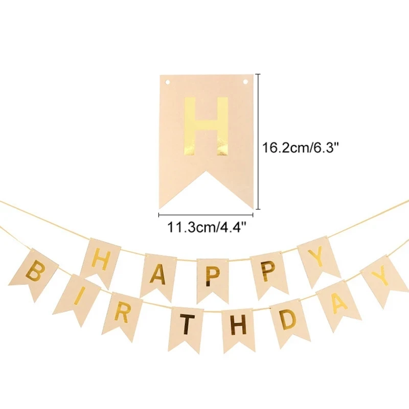 Kraft Paper Banner Baby Shower Happy Birthday Decoration Letter Fish Tail Bunting Garland Birthday Party Supplies