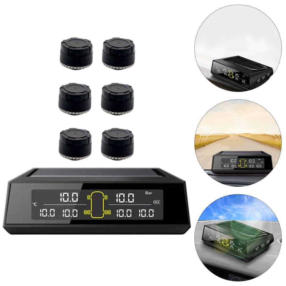 

6 Monitoring System Tire Pressure Gauges Auto Vehicle Detection Solar USB Charging ABS Copper Electronic Material RV