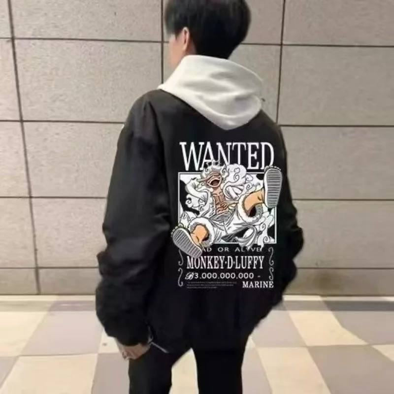 Anime ONE PIECE Luffy Jackets Boy Girl Windbreaker Coat Men Hip Hop Dancer Waterproof Zipper Baseball Coat Spring Autumn Outwear