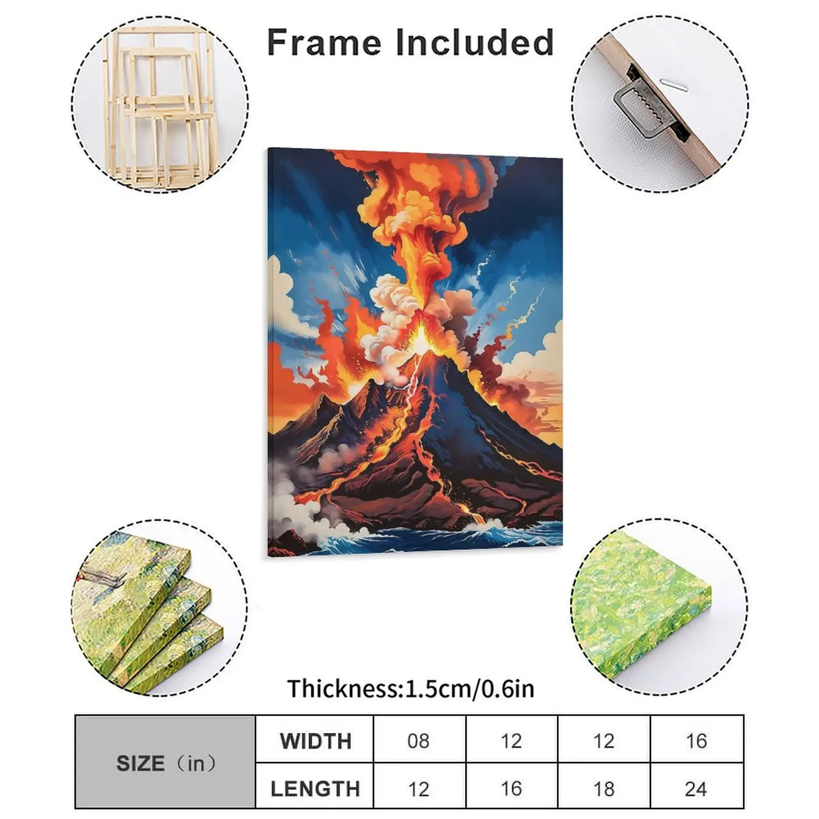 Retro Sunset Volcano Eruption Poster Canvas Painting Classic Cave Printing Kitchen Create Framed Wall Paintings