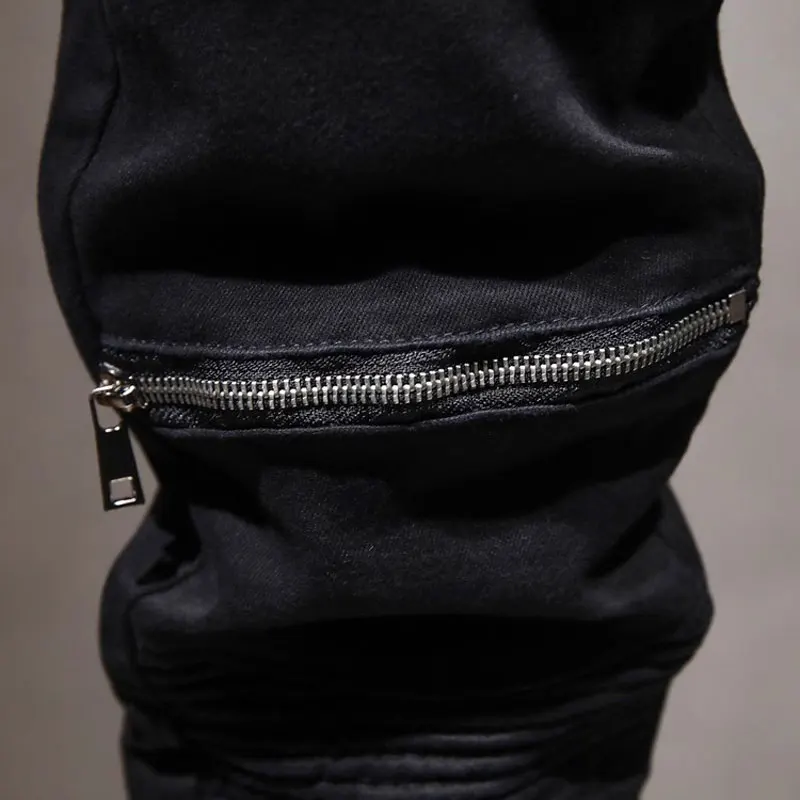 Street Designer Fashion Men Jeans Black Stretch Slim Fit Ripped Jeans Men Zipper Patched Y2K Hip Hop Denim Biker Pants Hombre