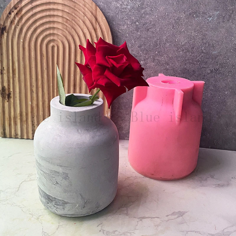 Silicone Mold Concrete Vase Making Dried Flower Container Large Size Round Design Epoxy Resin Mold DIY Forms