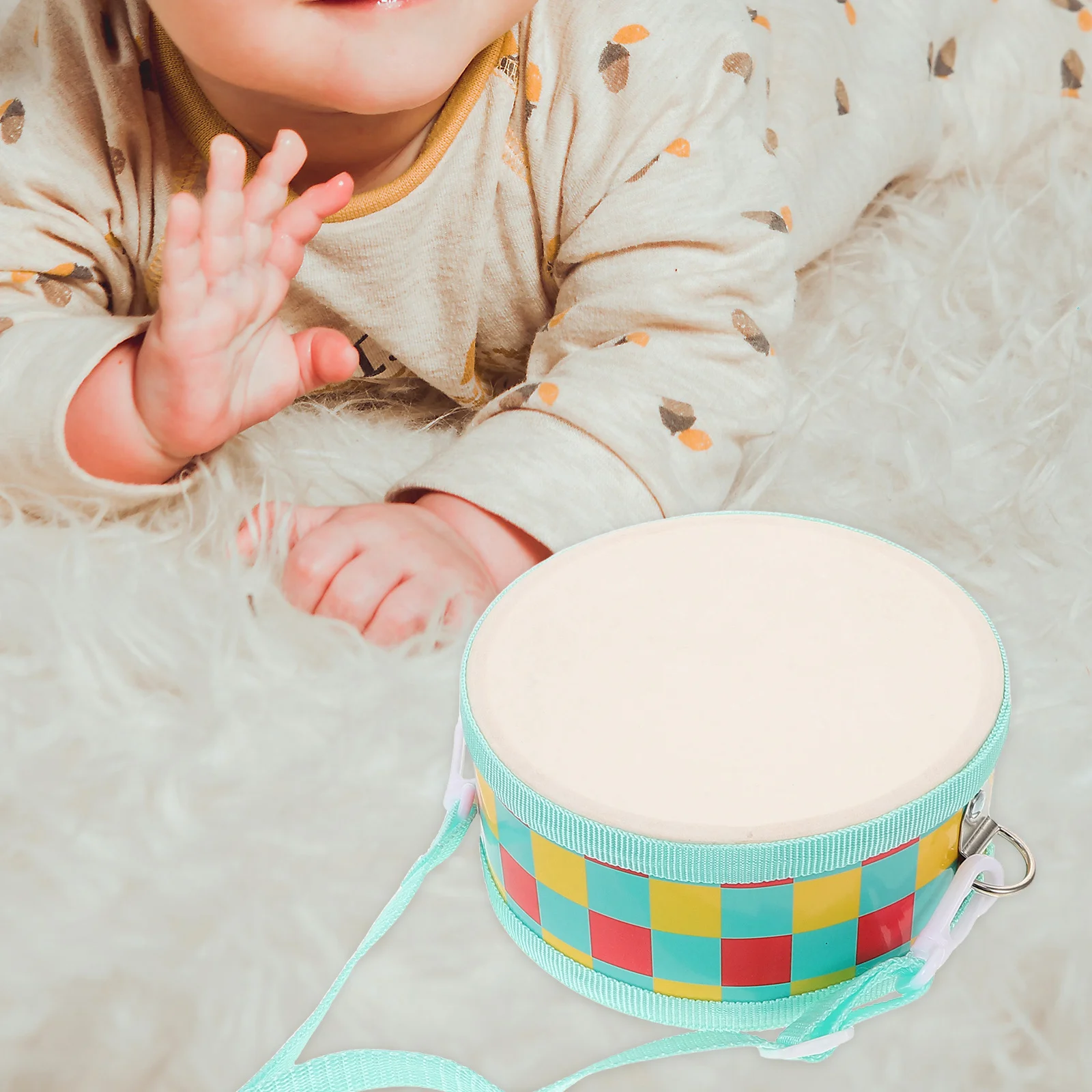 

Kids Drum Set With Drumsticks Wooden Children'S Double Sided Drum For Toddlers Portable Handheld Percussion Musical