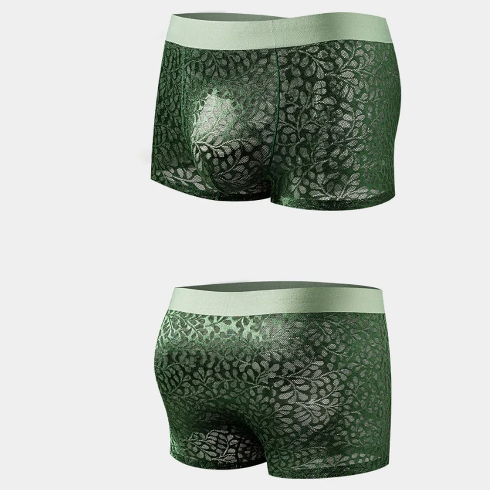Men Jacquard Texture Boxer Shorts Mesh Translucent Lightweight Breathable Underwear Man Casual Soft Underpants