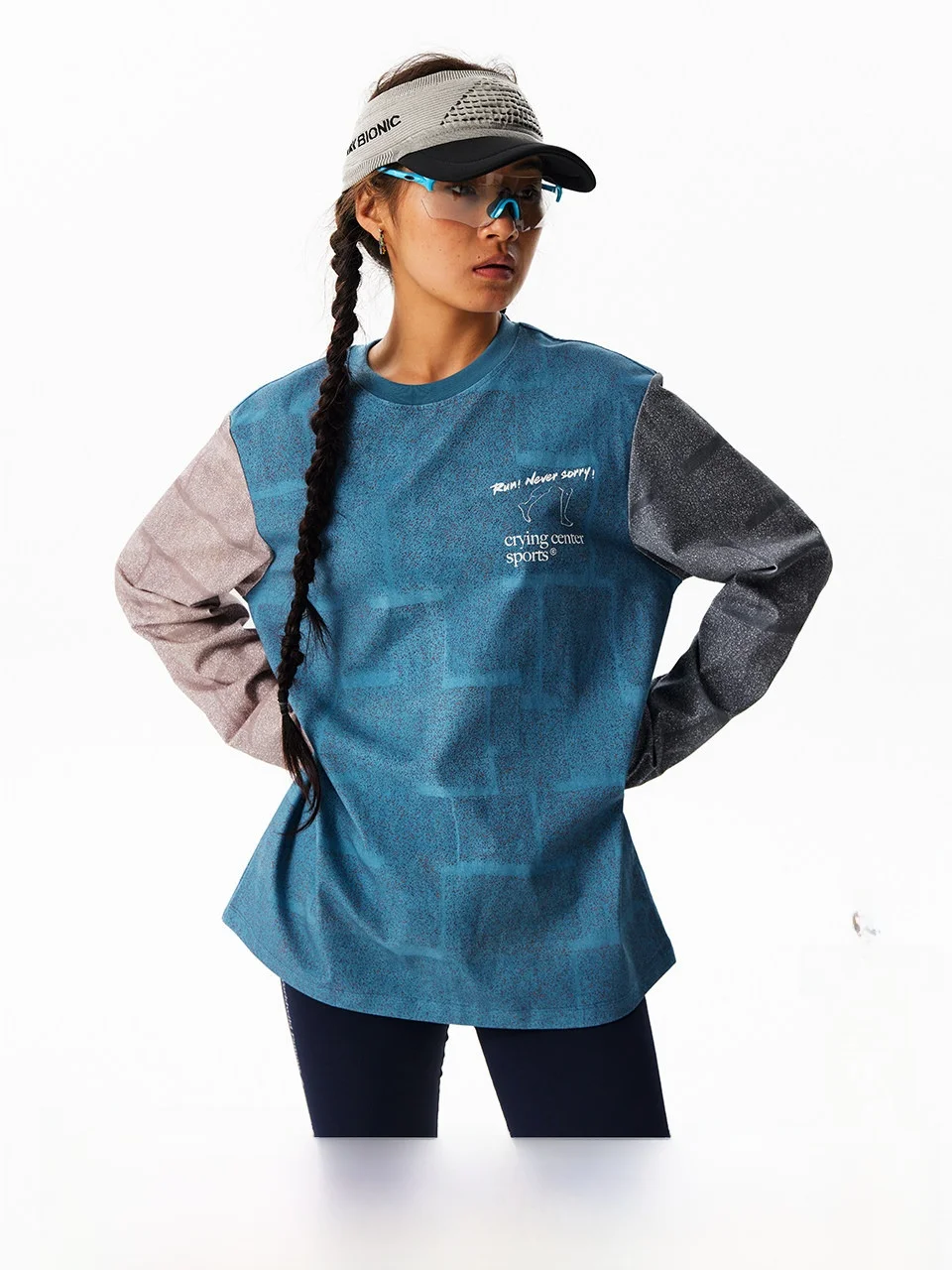 

Crnenter Running T-irt Long Sve Fitted Spliced Texture Running Spor Cotton Polyester Blend Youth ular Ciwalk
