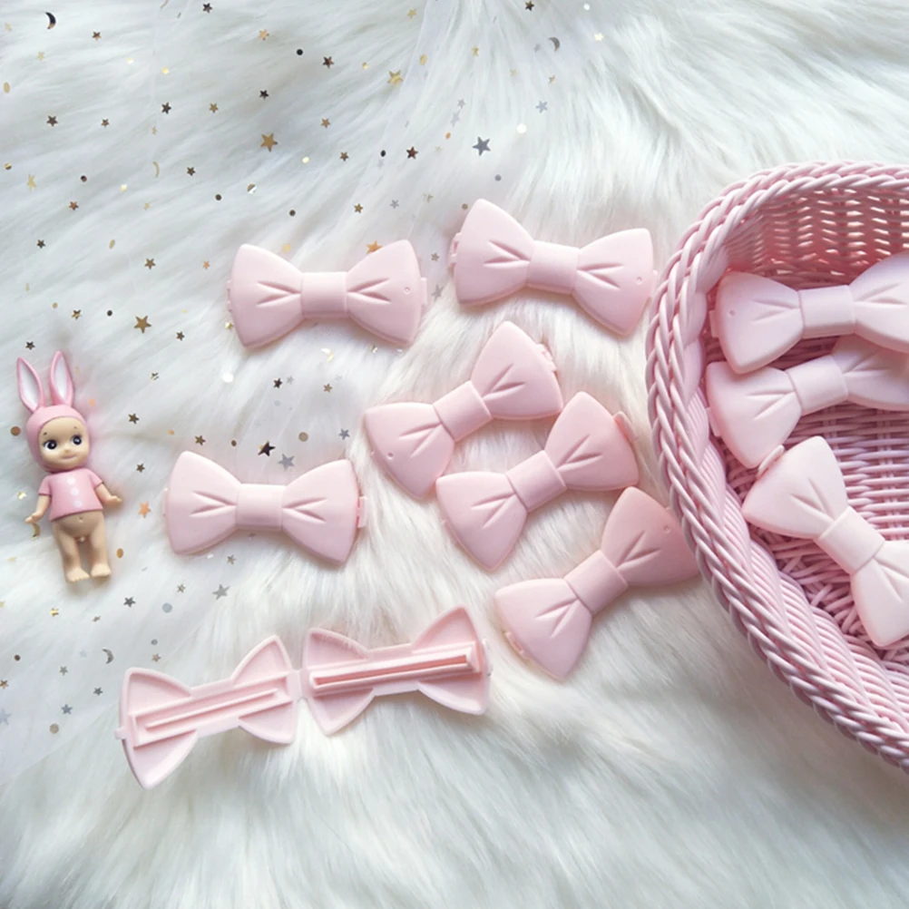 

4PCS Sealing Clips Food Preservation Reusable Pink Bow Tie Shaped Bag Clips for Milk Powder Salt Oatmeal Snacks Kitchen