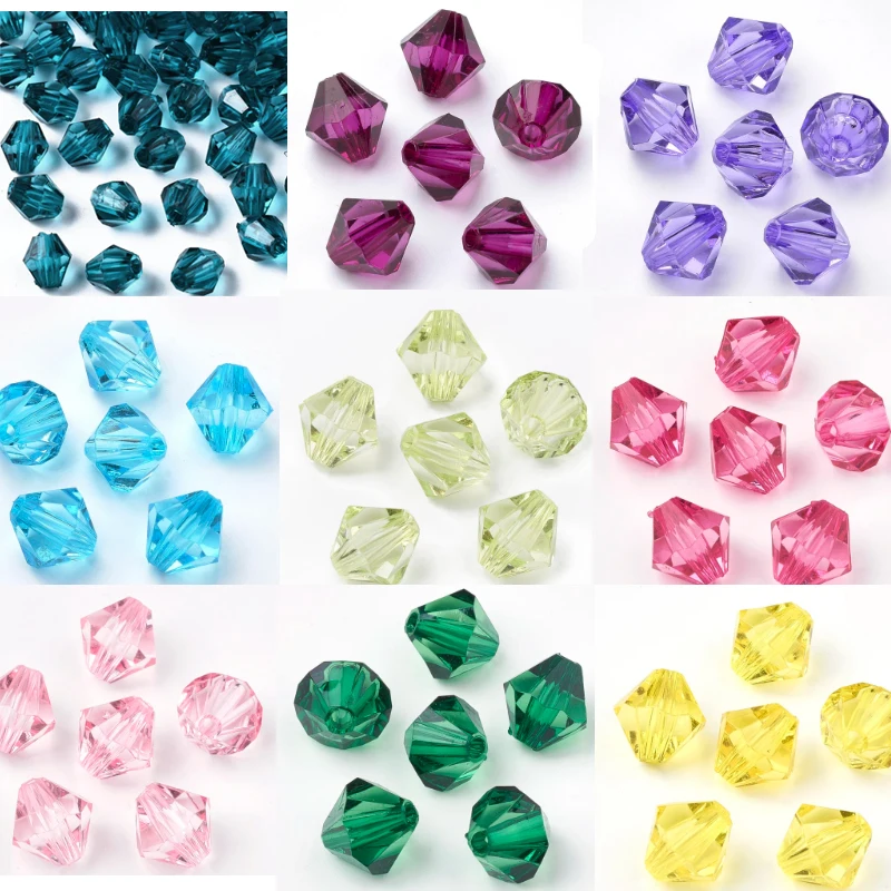 500g Transparent Acrylic Beads Bicone Teal 6x5.5mm Hole: 2mm about 6120pcs/500g