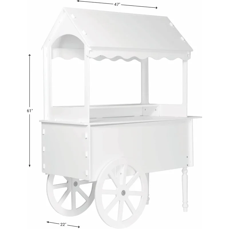 Candy Cart for Party - Decorative Wooden Candy Cart with Wheels for Birthday Wedding