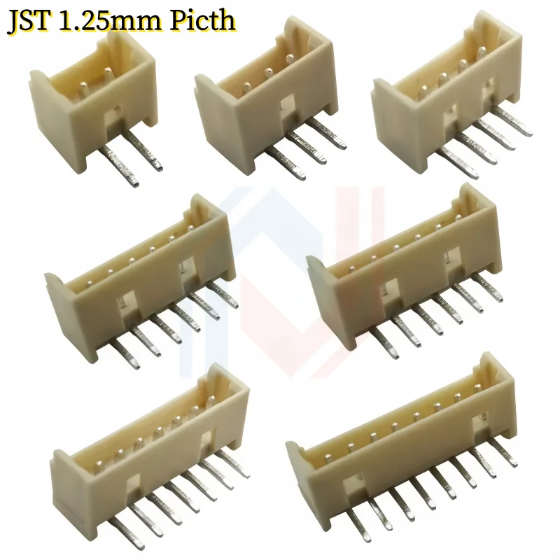 50Pcs/lot  JST 1.25mm Spacing Curved Needle Socket 2P/3/4/5/6/7/8/9/10/11/12Pin PCB borad Connector Board Plug