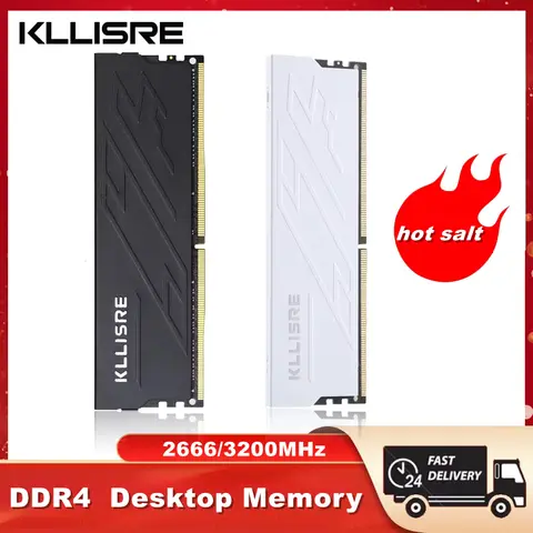 Kllisre Mémoire DDR3 DDR4 8 Go 16 Go Ram 1600 1866 2666 3200 MHz Mémoire de bureau DIMM Non ECC