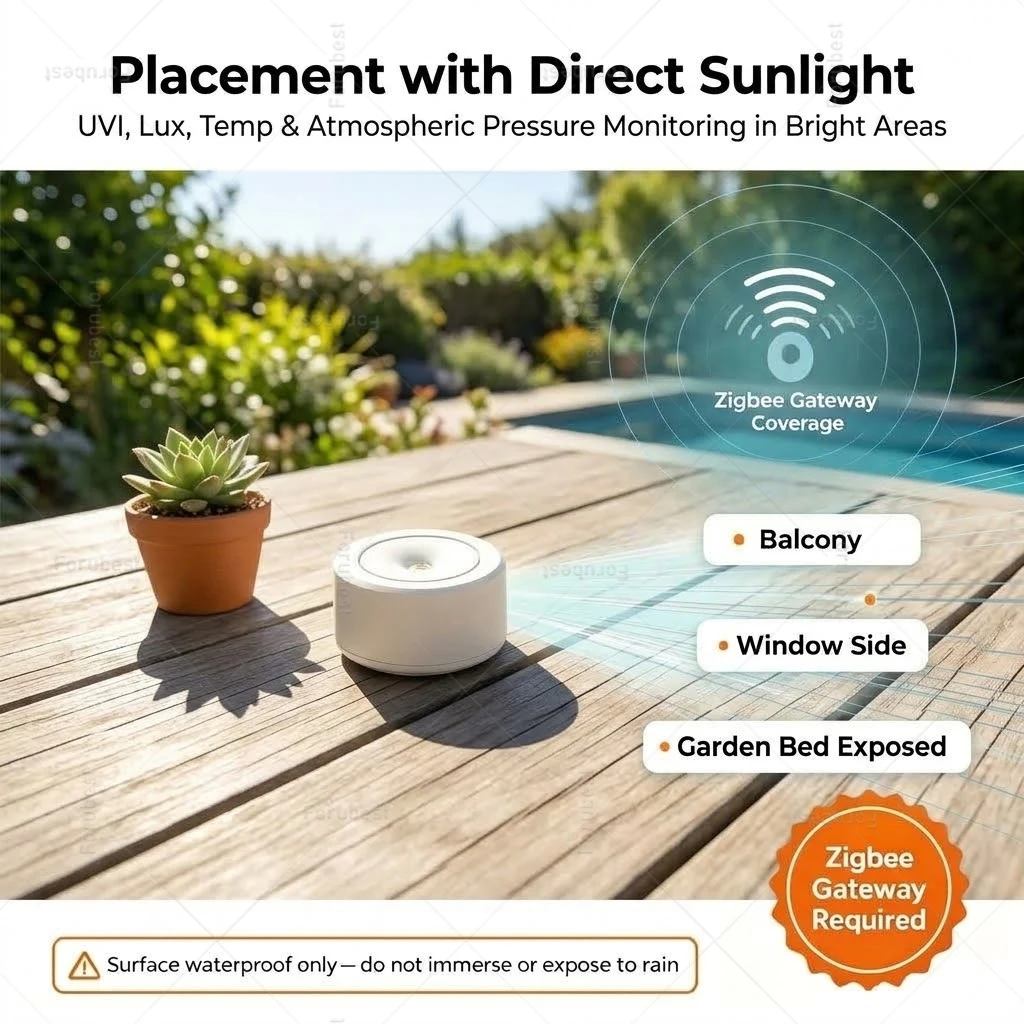Zigbee 3.0 UV-Sensor, Atmosphärendruck, Helligkeit, Temperatur, Wetterstation, Drahtloser Sensor, Intelligente Automatisierung für Zigbee2MQTT – Detail 7