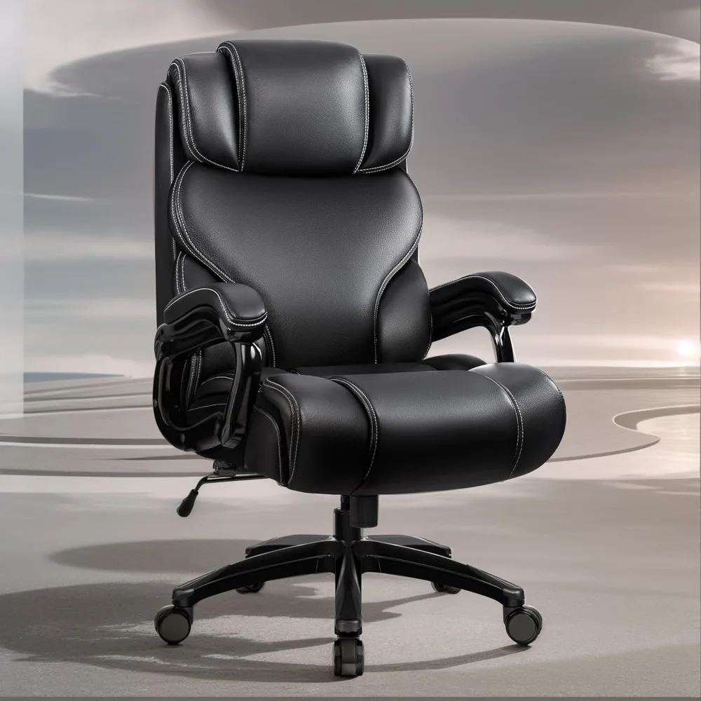

Office Chair, Ergonomic Big and Tall 500lbs Computer Desk Chairs, Heavy Duty Executive Breathable Leather Chair with Adjustable
