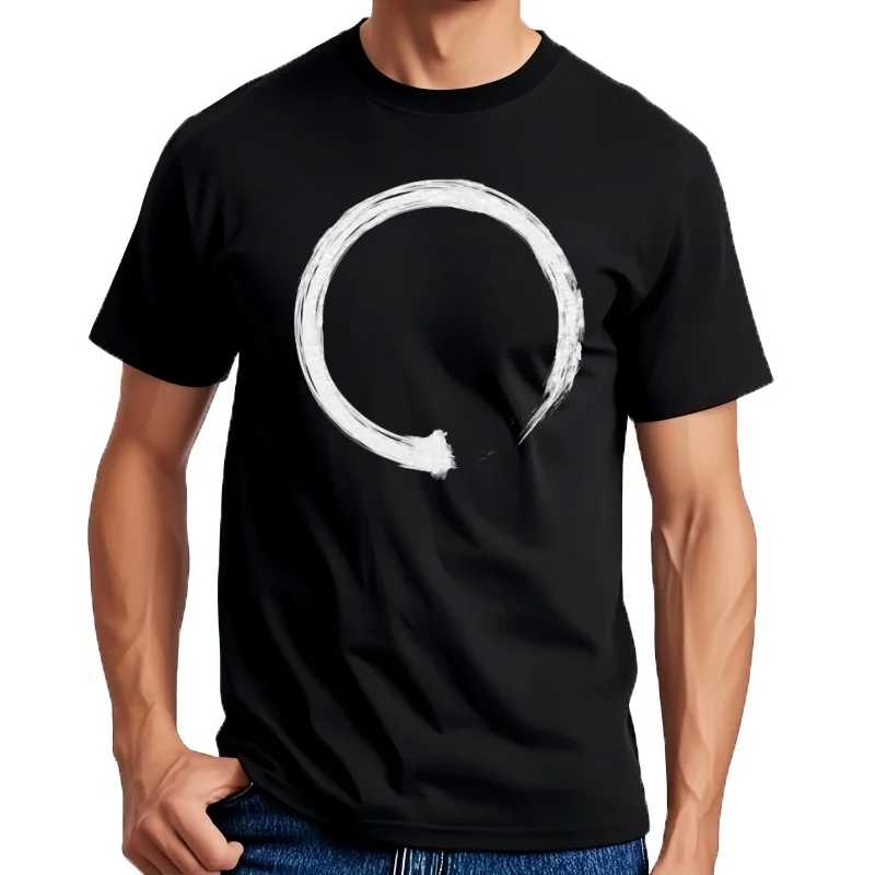 Camiseta blanca Zen Enso para hombre, camiseta negra minimalista, ropa de algodón de alta calidad, camisetas personali