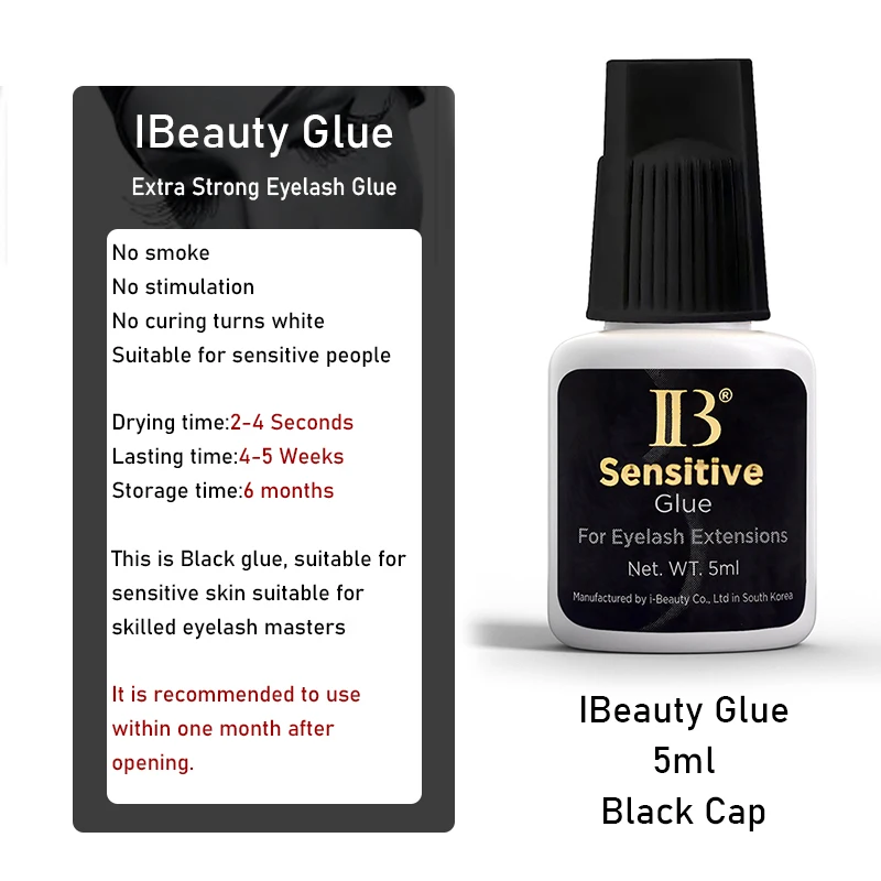 IBeauty رموش زائفة تمديد IB رموش اصطناعية الغراء الحساسة الترا واضح لاصق غطاء أسود 5 مللي أدوات ماكياج كوريا متجر الجمال
