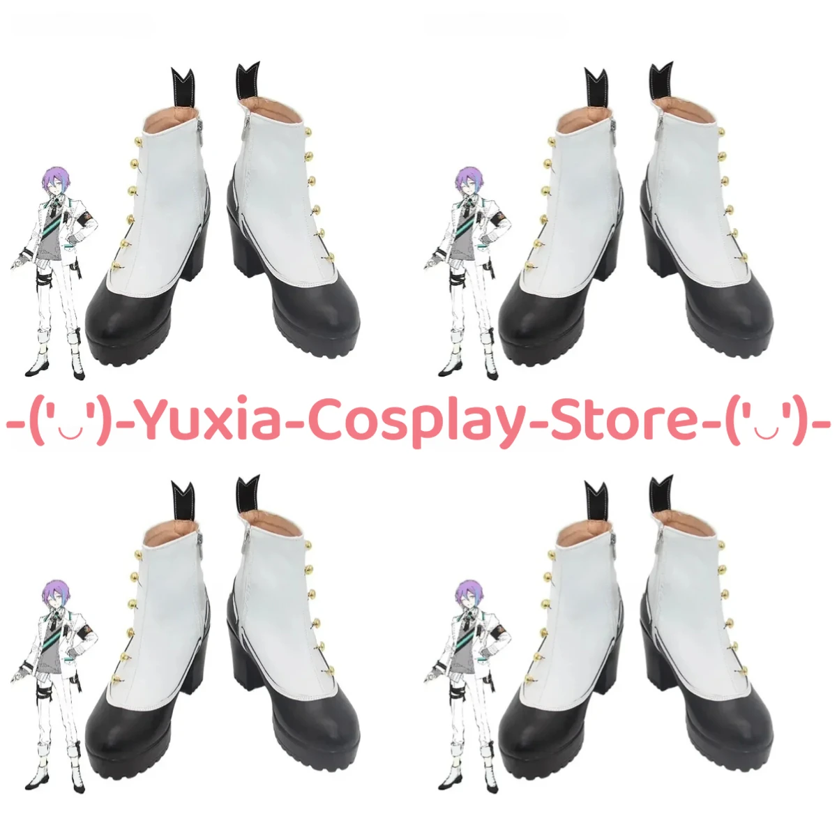 Yuxiacosplay! Buty do cosplayu Project Sekai Kamishiro Rui, rekwizyt postaci z anime, skórzane botki z PU, kostium na Halloween, karnawał, imprezę.