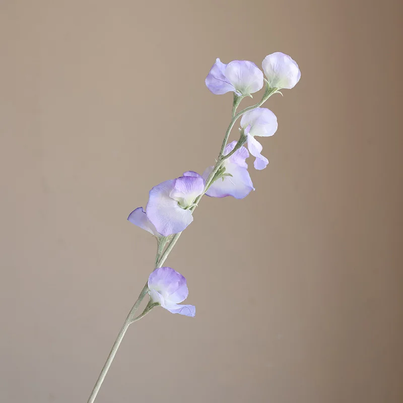 1PC,Simulation White Blue Flocked Pea Flower, Nordic Home Decoration Wedding Party Artificial Flower