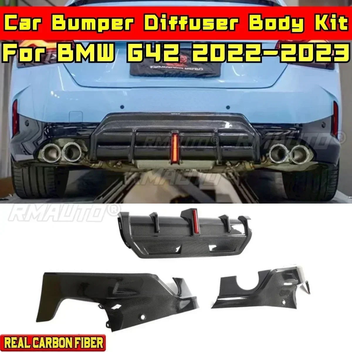 G42 Rear Bumper Diffuser Body Kit Real Carbon Fibe MP Style Rear Bumper Lip Body Kit For BMW G42 2022-2023 Car Accessories