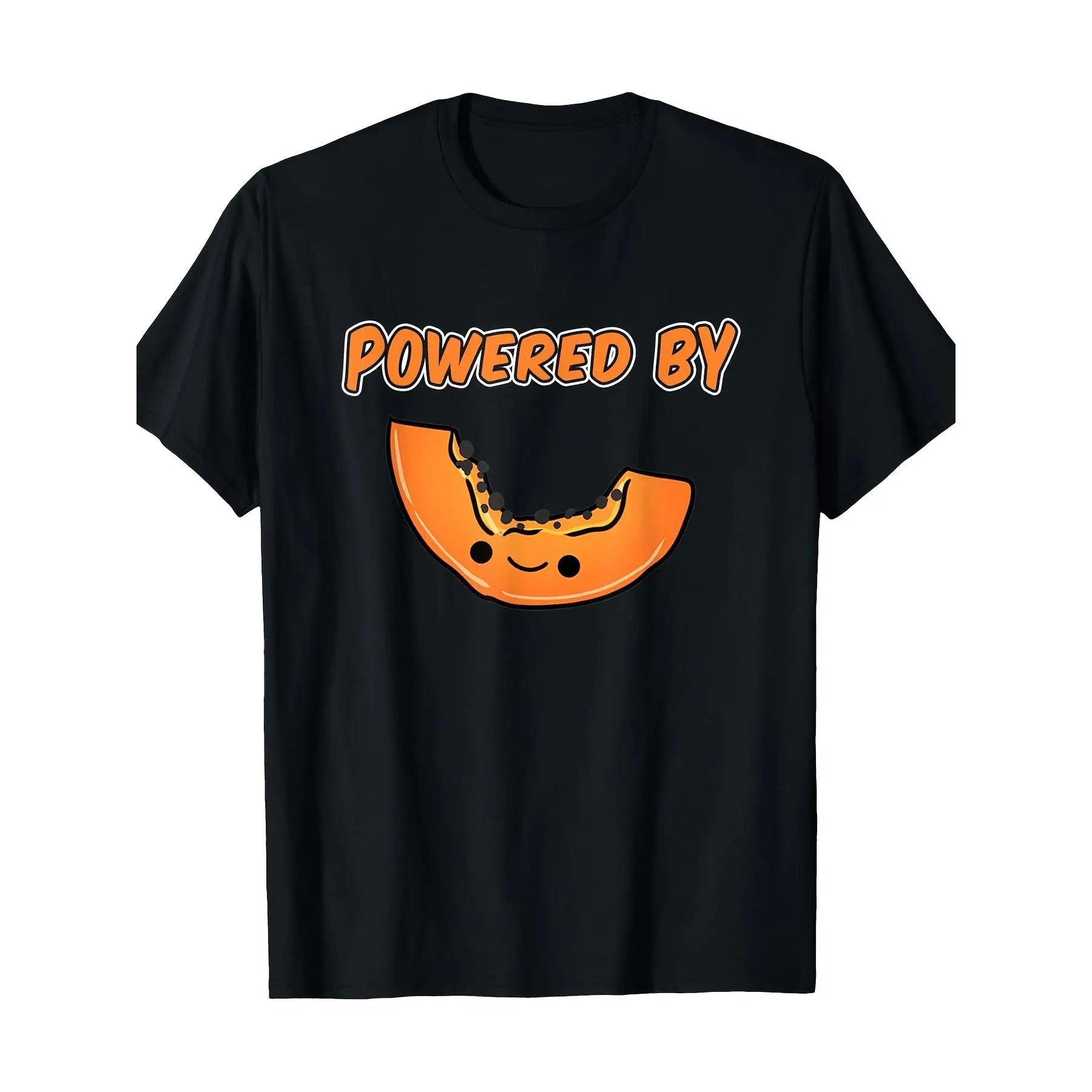 

Women's 100% Graphic T-Shirt - "Powered by Cottont" Fun Cartoon Design, Black Casual Short Sleeve Tee, Soft & Comfortable Round