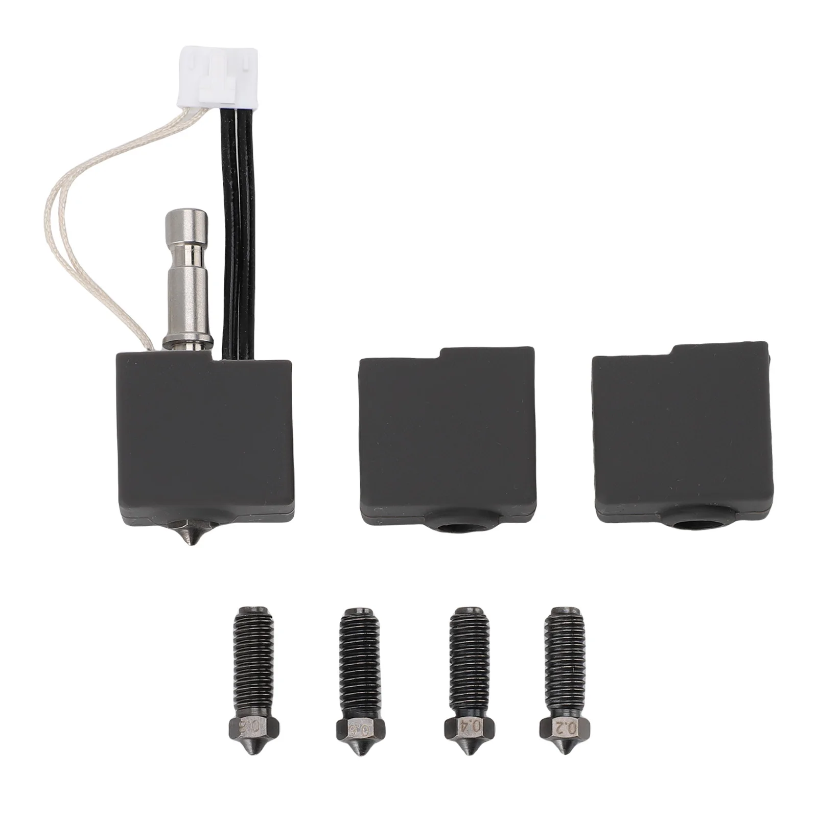 코브라 S1용 3D 프린터 익스트루더 핫엔드 키트, 경화강 노즐 핫엔드 (0.2mm, 0.4mm, 0.6mm, 0.8mm 노즐 포함), 실리콘 슬리브 2개