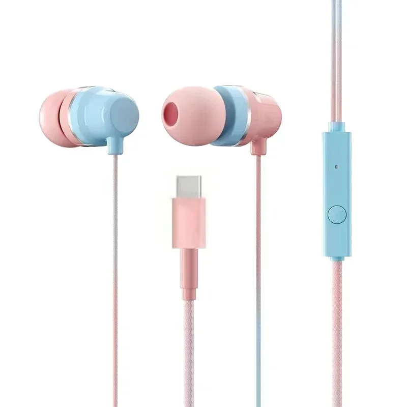 Portable Audio Universal Earphones Wired with Wheat for Xiaomi Huawei Samsung Universal Headset 3.5mm Audio/Type-C Android Plug