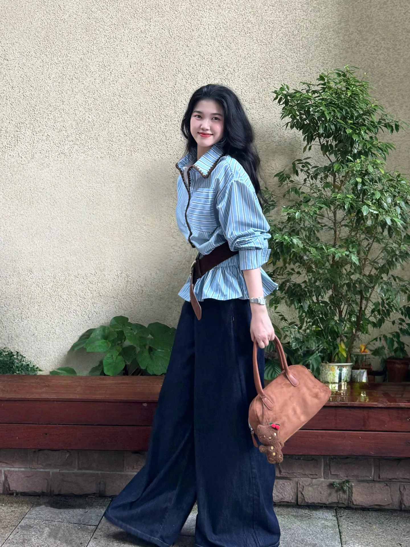 

Женская рубашка FEMPILOT в корейском стиле с воротником, в полоску, повседневная, с длинным рукавом, в стиле колор-блок, универсальная, премиум-класса