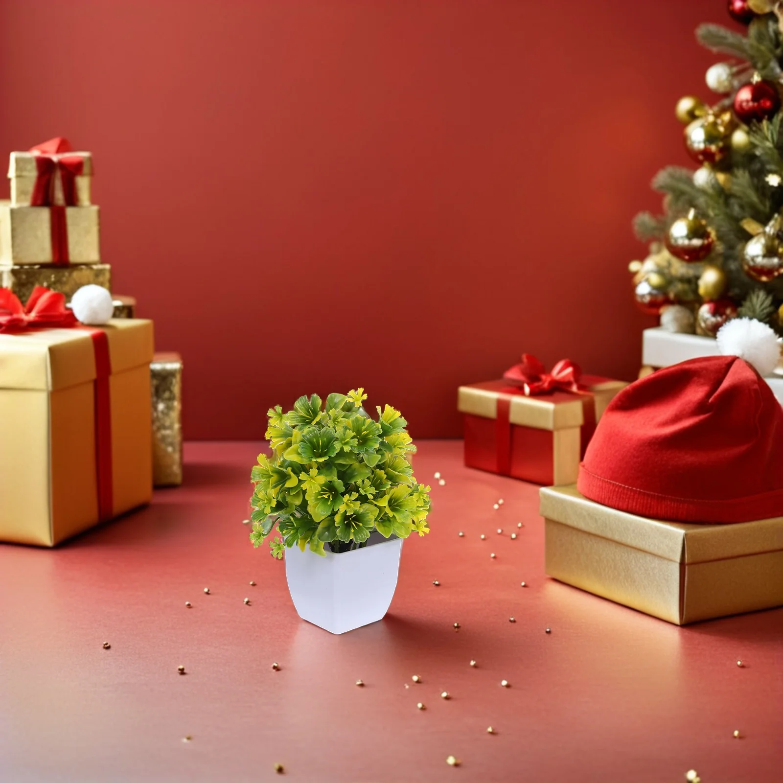 

6 Pcs Mini Simulation Potted Plant Artificial Greenery Decoration Fake with Vase Home Flowers Office Decorative Plants for