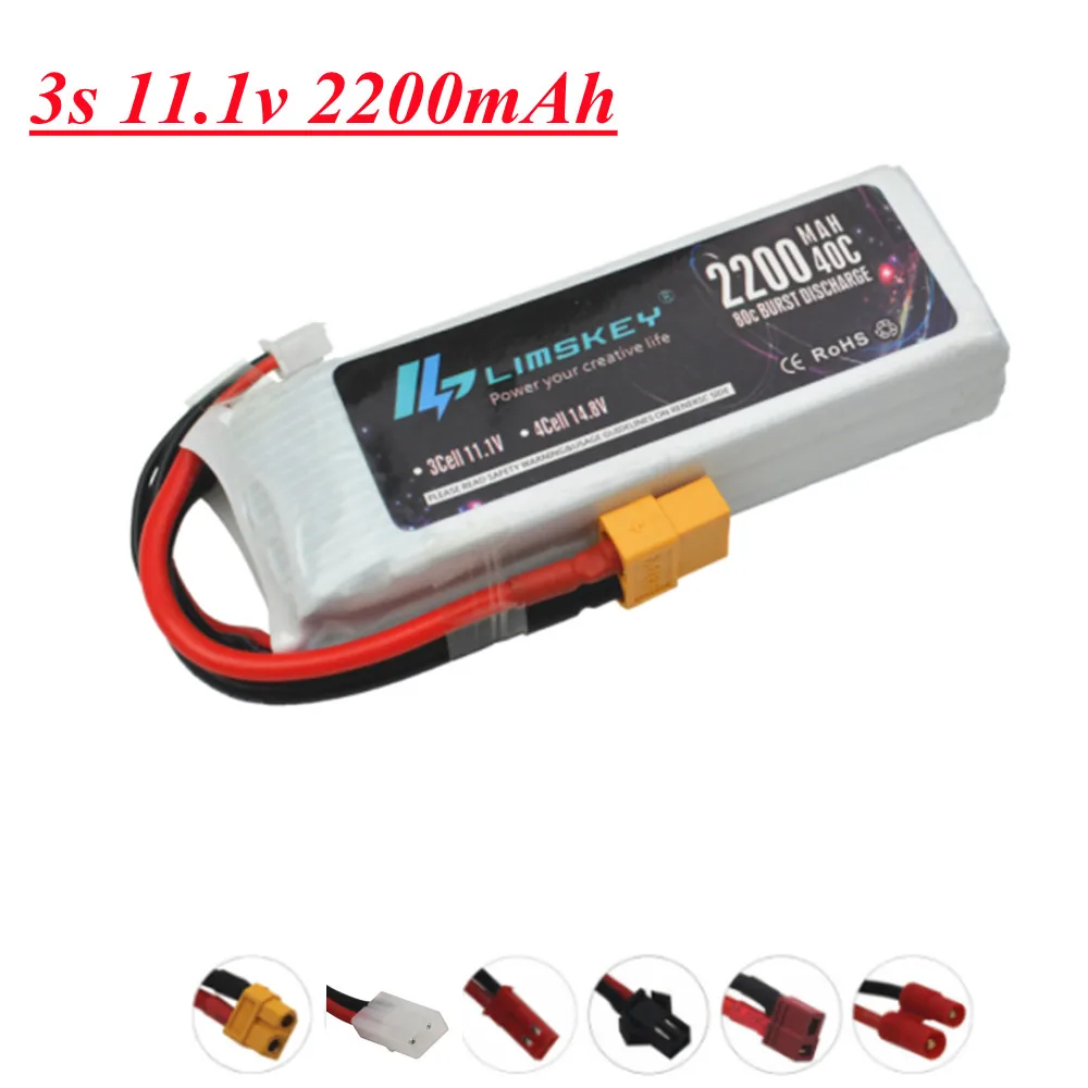 

11.1V 2200mAh 3s 40C LiPo Battery For RC Helicopter Aircraft Quadcopter Cars Airplane With T/JST/XT30/XT60 Plug 3S 11.1v Battery