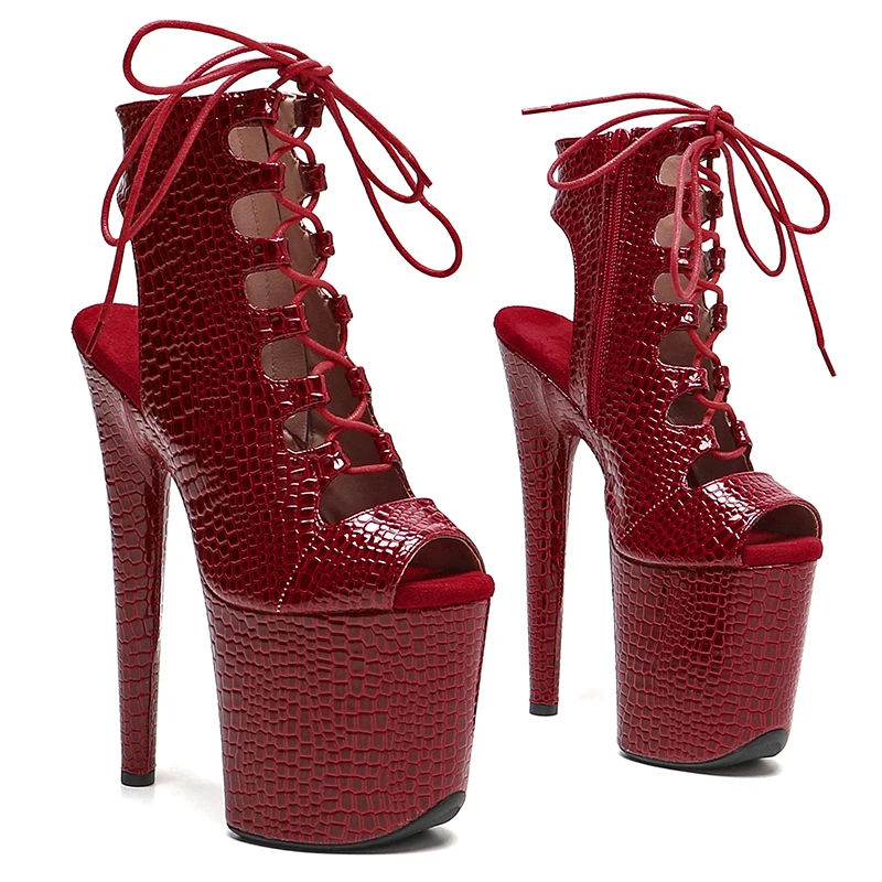 

Leecabe 20CM/8Inch PU upper Trend fashion high heel platform stripper heel ankle Pole Dance boots